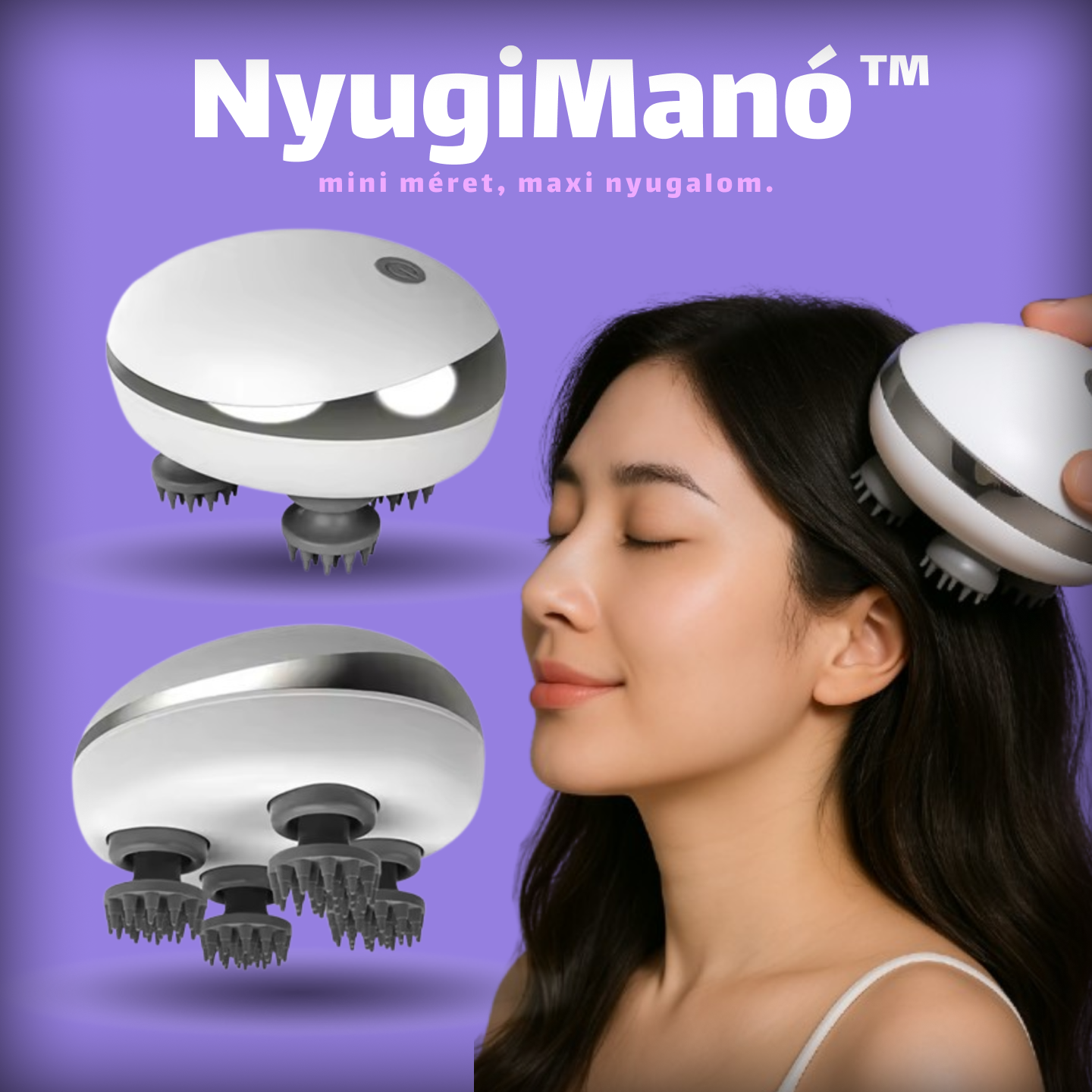 NyugiManó™ hordozható elektromos fejmasszírozó